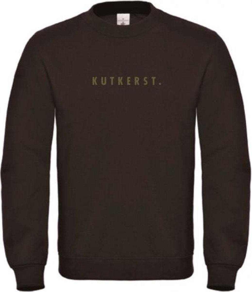 Kerst sweater zwart XXL - Kutkerst - olijfgroen - soBAD. | Kersttrui soBAD. | kerstsweaters volwassenen | kerst hoodie volwassenen | Kerst outfit | Foute kerst truien